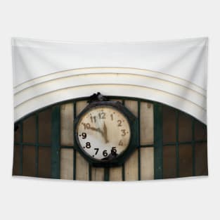 Vintage Station Clock with Birds Tapestry