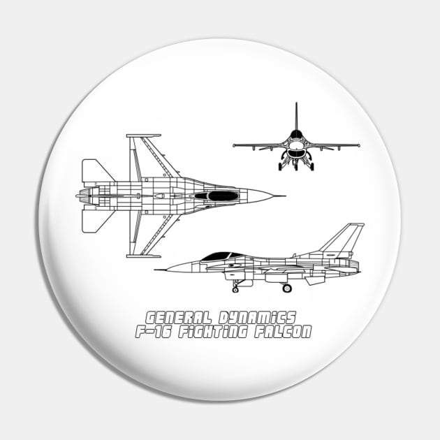 General Dynamics F-16 Fighting Falcon (black) Pin by Big Term Designs