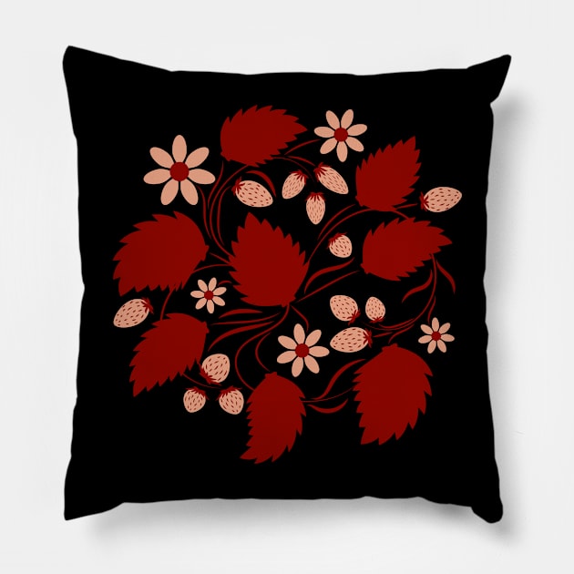 Folk flowers floral art print Flowers abstract art Pillow by Eskimos