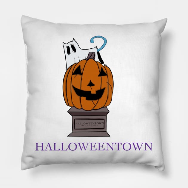 Halloweentown Ghost Cat Pillow by Art_by_Devs