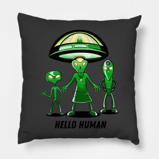 Hello Human, Friendly Aliens Pillow