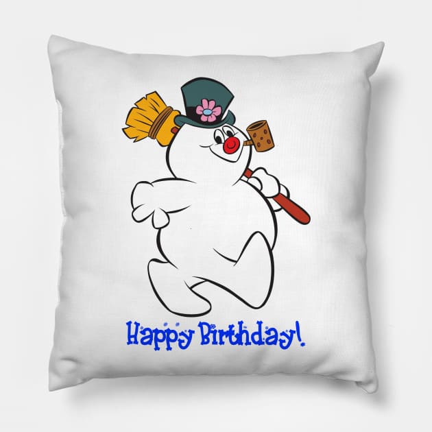 Frosty Happy Birthday! Pillow by zombill