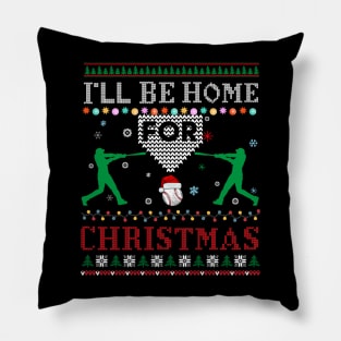 I'll Be Home for Christmas UGLY Baseball Xmas Pillow