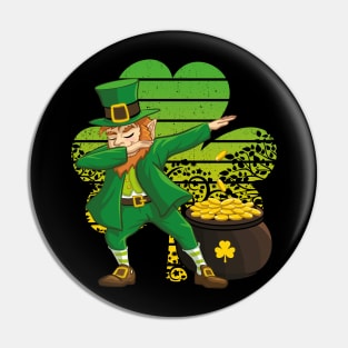 Dabbing Leprechaun St. Patricks Day Vintage Retro Clover Shamrock Pin