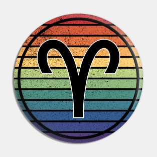 Vintage Distressed Rainbow Gay Pride Zodiac Aries Pin