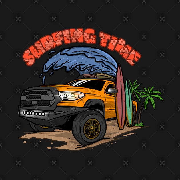 Orange Toyota 4Runner Surfing Time Holiday by 4x4 Sketch