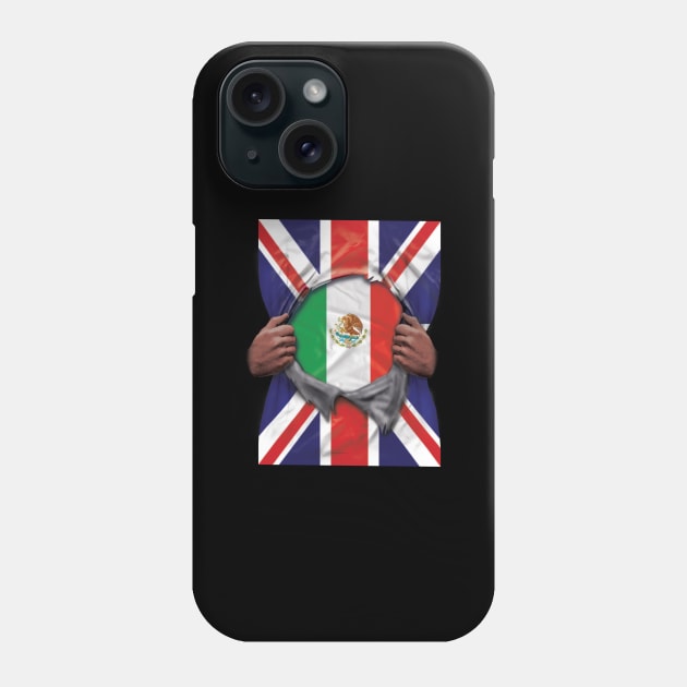 Mexico Flag Great Britain Flag Ripped - Gift for Mexican From Mexico Phone Case by Country Flags