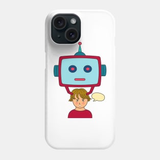 Robot controlling human's brain. Artificial intelligence technology and futuristic concept. Phone Case