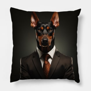 Doberman Pinscher Dog in Suit Pillow