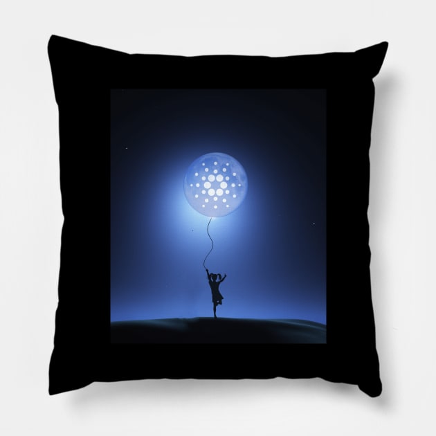 Cardano Moon ADA cryptocurrency as Moon Bollon Pillow by PH-Design