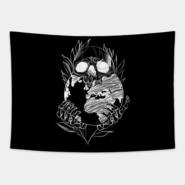 Skull Earth in Danger Tapestry by avshirtnation