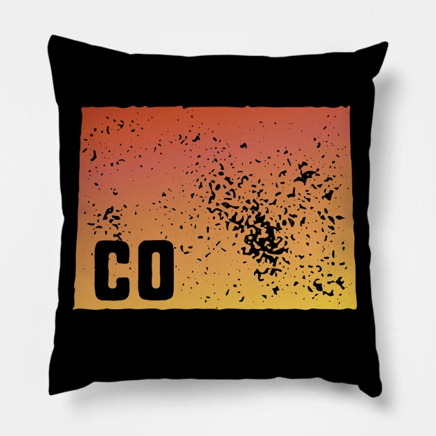 US state pride: Stamp map of Colorado (CO letters cut out) Pillow by AtlasMirabilis