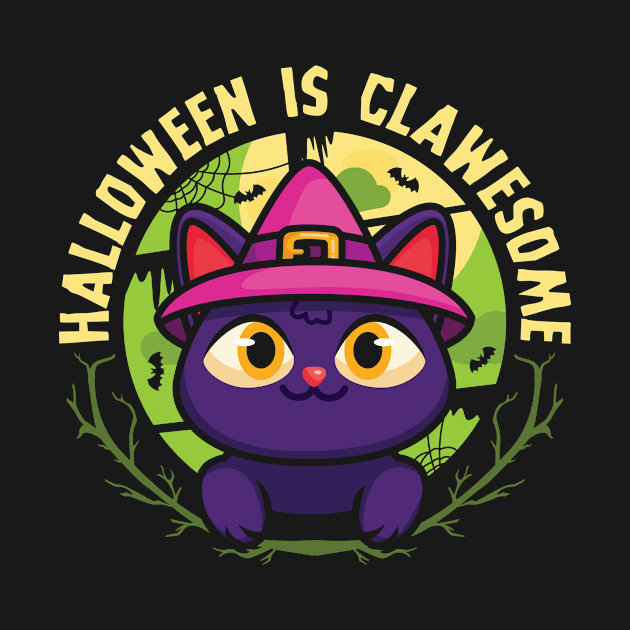 Cute Halloween Cat Halloween Is Clawesome by ultraelectrogalacticshop