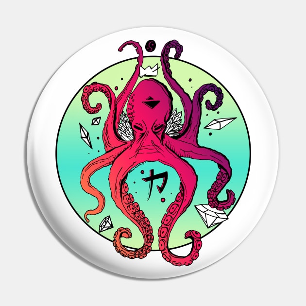 Blue Red Blend Brown Octopus Pin by kenallouis