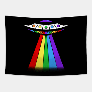 Retro Rainbow Pride UFO Tapestry