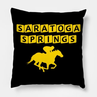 Saratoga Springs Horse Racing Pillow