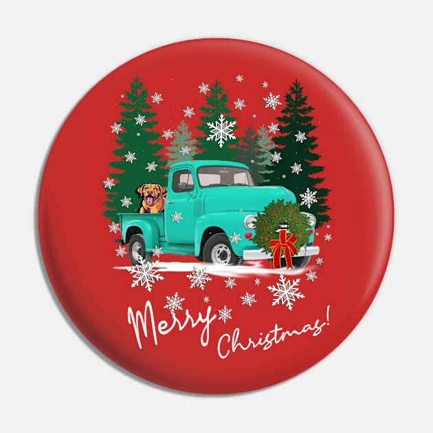 Merry Christmas Vintage Truck & Dog in Snow Pin by tamdevo1