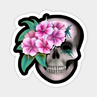 Flower Skull with Spiders Magnet