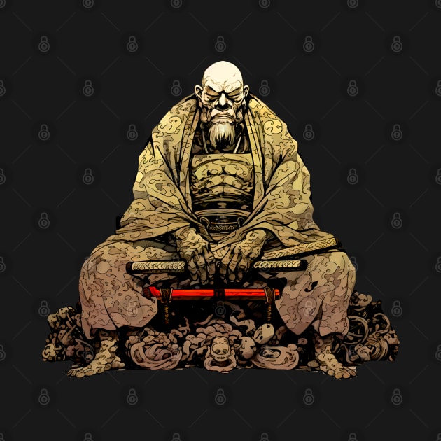 Samurai No. 2: Do Nothing that is of No Use - Miyamoto Musashi on a Dark Background by Puff Sumo