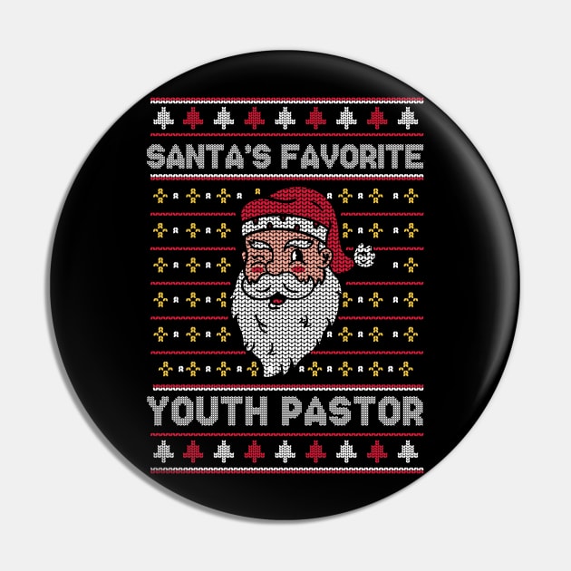 Santa's Favorite Youth Pastor // Funny Ugly Christmas Sweater // Church Holiday Xmas Pin by Now Boarding