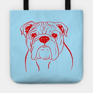 English Bulldog (Light Blue and Red) Tote