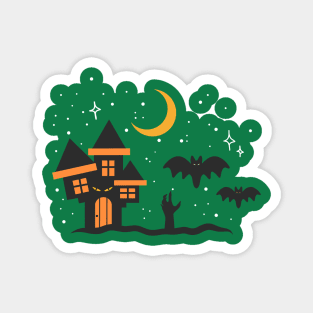 Haunted House Halloween Pattern Magnet