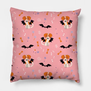 Cute print with a puppy in a bat costume Pillow