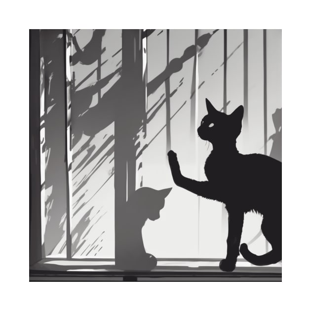Kittens Shadow Silhouette Anime Style Collection No. 47 by cornelliusy