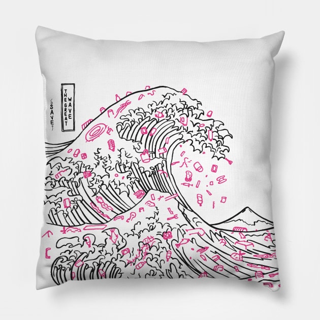 Save The Great Wave Pillow by Siegeworks