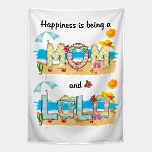 Happiness Is Being A Mom And Lala Summer Beach Happy Mother's Tapestry