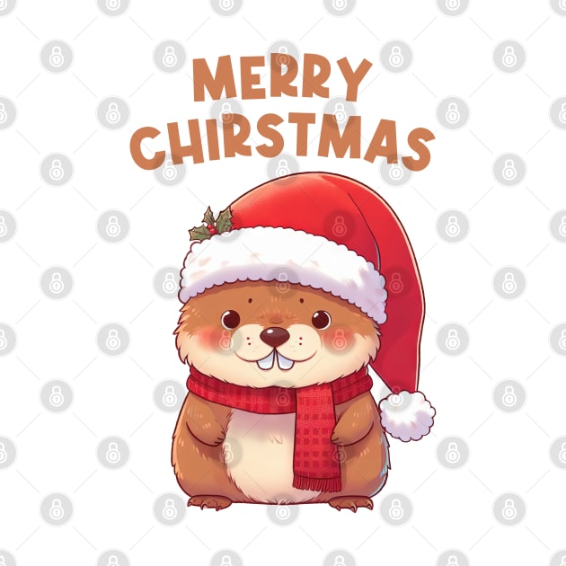 Merry Christmas Funny Marmot by Takeda_Art