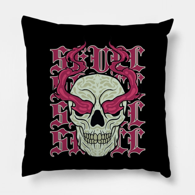 Fire eye skull Pillow by NexWave Store