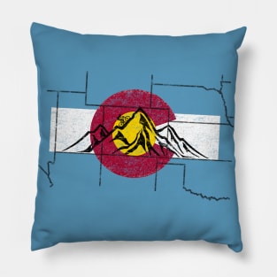 Bike Colorado Rockies Mountain Biking MTB State Flag Map Pillow