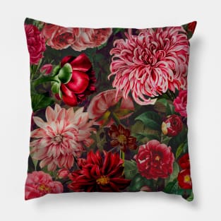 vintage flowers and leaves pattern, botanical pattern, floral illustration, vintage floral over a Pillow