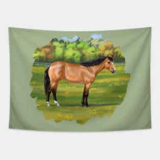 Buckskin Quarter Horse in Pasture Tapestry