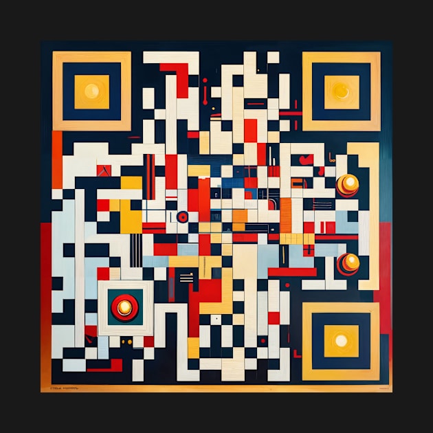 RickRoll QR Code Abstract Constructivist Painting by ravel.live