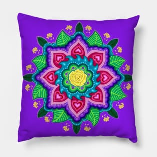 Yellow Rose Mandala Pillow