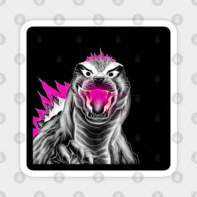 godzilla in led lightning plasma radioactive kaiju Magnet by jorge_lebeau