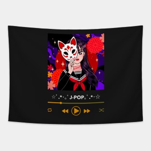 J Pop Fan Playlist Anime Girl Tapestry