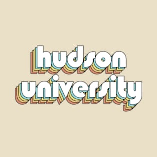 Hudson University - Retro Rainbow Typography Faded Style T-Shirt