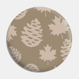 Autumnal Leafs & Pine Cones in Brown Tones - Nature Pattern Pin