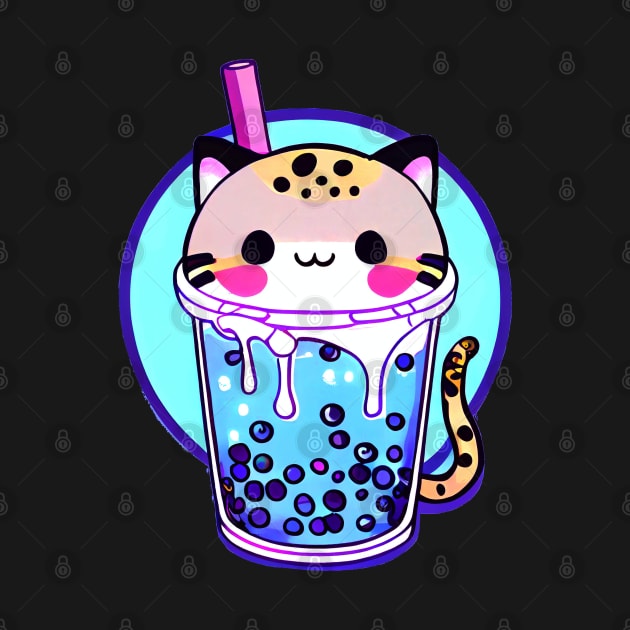 Cat Boba Tea Bubble Tea Anime Kawaii Design by The Little Store Of Magic