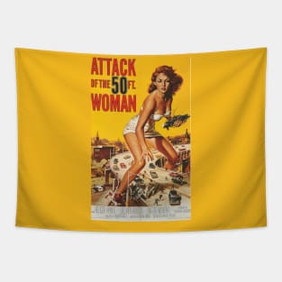 Classic Science Fiction Movie Poster - Attack of the 50ft Woman Tapestry