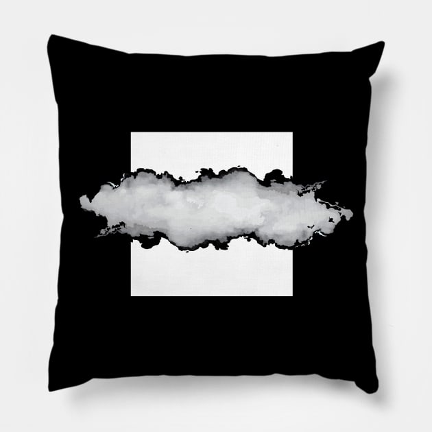 White Gray and Black Graphic Cloud Effect Pillow by fivemmPaper