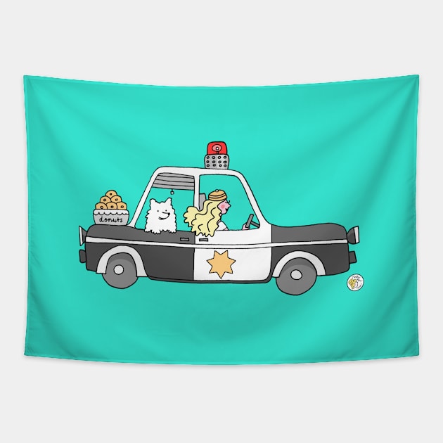 American police car cartoon Tapestry by Mellowdays