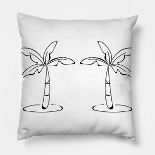 black palm tree line art design Pillow