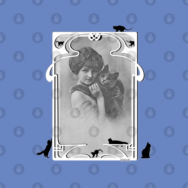 Vintage Design "Young Lady with her Cat" by scatharis