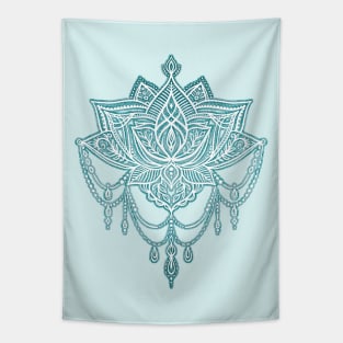 Art Deco Doodle Chandelier Lotus in Textured Teal Tapestry