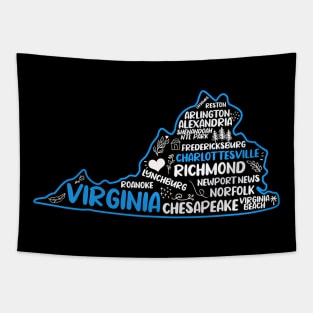 Charlottesville Virginia cute map Virginia Beach, Chesapeake, Norfolk, Richmond, Newport News, Alexandria, Hampton, Roanoke, Suffolk, Reston Tapestry