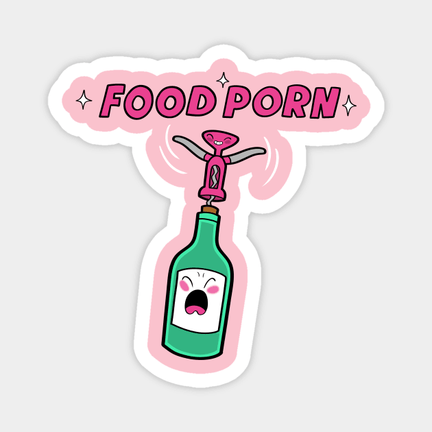 Food Porn - Wine Bottle Magnet by Queenmob